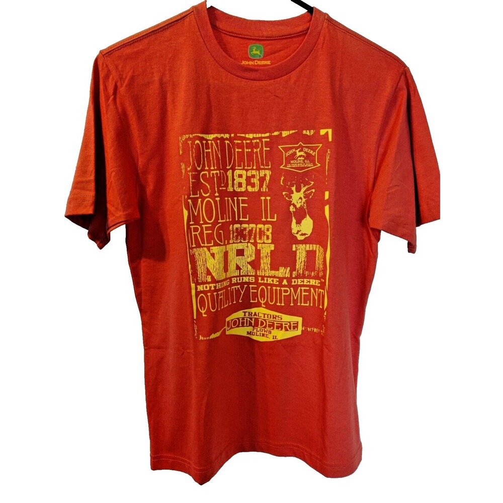 Orange John Deere Short Sleeve Shirt T-Shirt Size Small